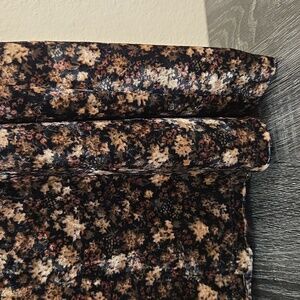 CeCe Black and Brown Floral Maxi Skirt A Line Velvet 1X NWT $89